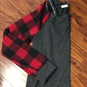 New boutique shirt smoke gray with buffalo plaid